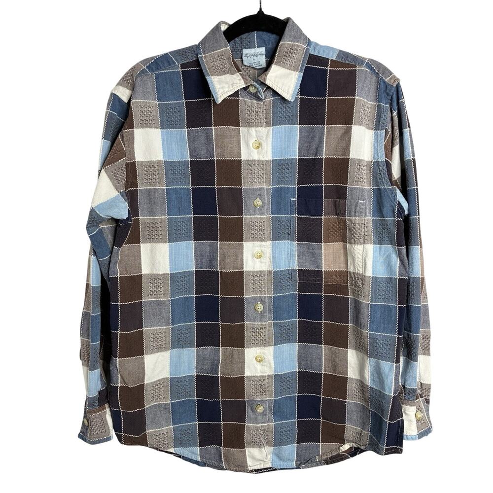 Cascade Blues Women's Long Sleeve Button Up Shirt Size S Cotton Patchwork